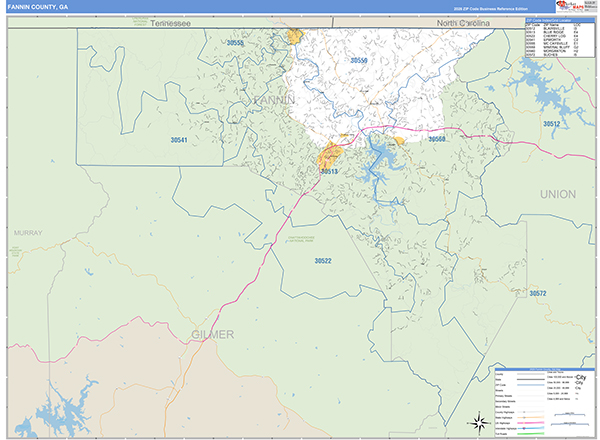 Fannin County, GA Zip Code Map