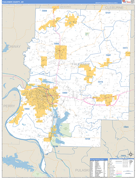Faulkner County, AR Zip Code Map