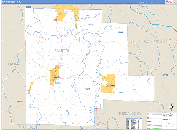 Fayette County, AL Zip Code Map