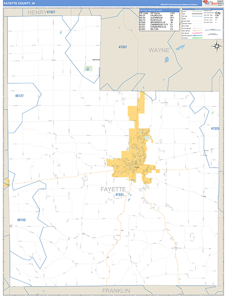 Fayette County, IN Zip Code Map