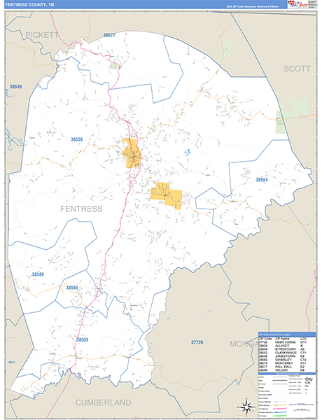 Fentress County, TN Zip Code Map