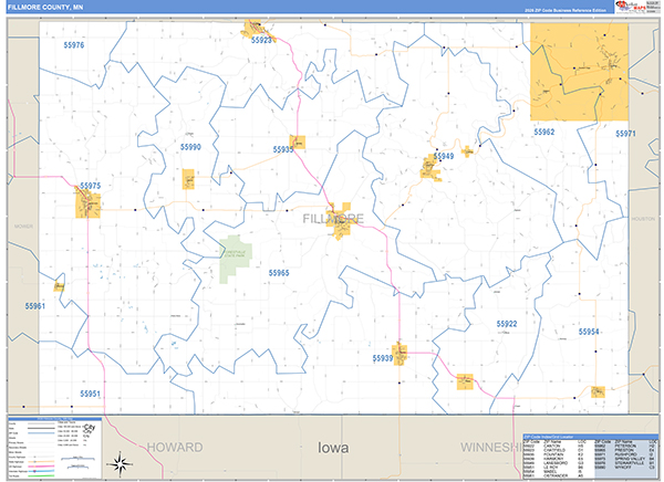 Fillmore County, MN Zip Code Map
