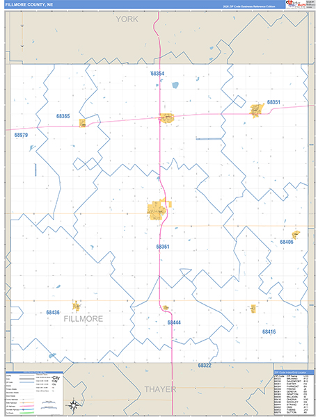Fillmore County, NE Zip Code Map