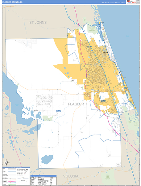 Flagler County, FL Zip Code Map
