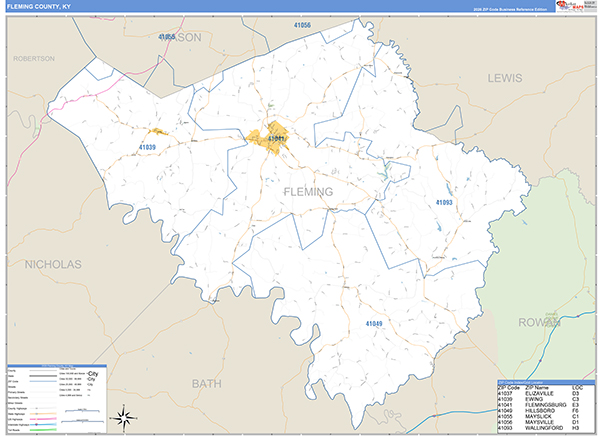 Fleming County, KY Zip Code Map
