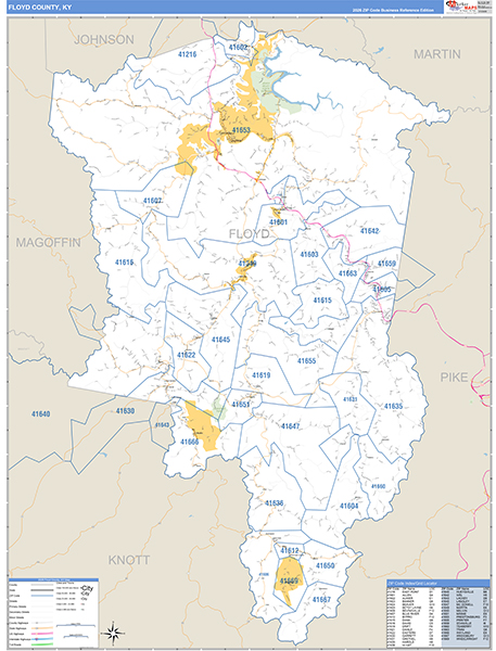 Floyd County, KY Zip Code Map