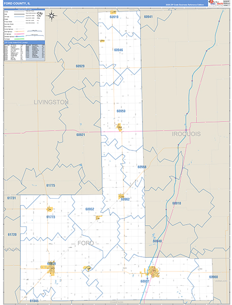 Ford County, IL Zip Code Map
