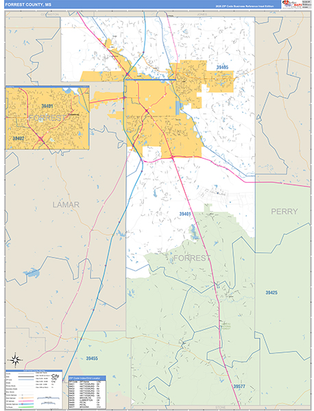 Forrest County, MS Zip Code Map
