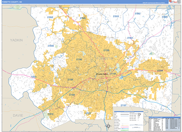 Forsyth County, NC Zip Code Map
