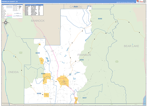 Franklin County, ID Carrier Route Wall Map