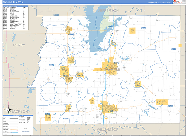 Franklin County, IL Carrier Route Wall Map