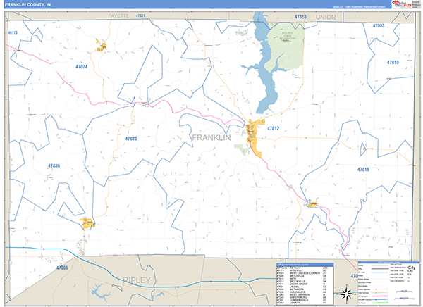 Franklin County, IN Zip Code Map