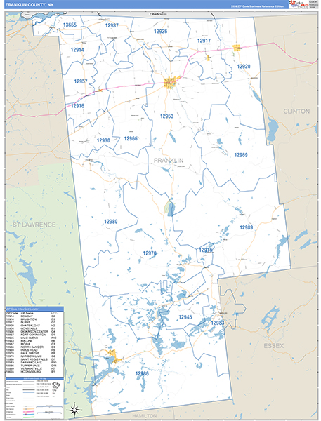 Franklin County, NY Zip Code Map