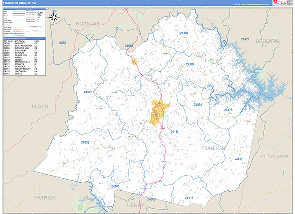 Franklin County, VA Zip Code Map