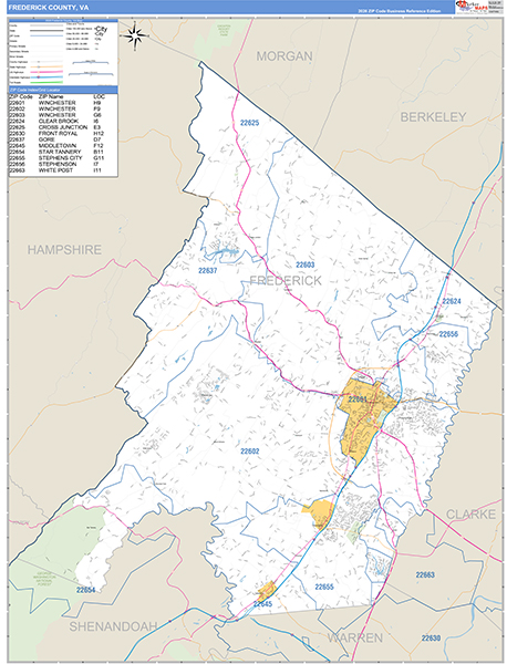 Frederick County, VA Zip Code Map