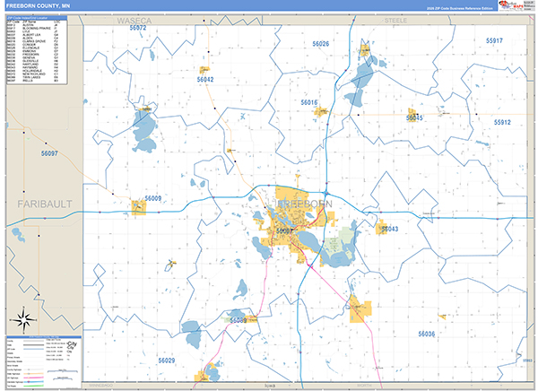 Freeborn County, MN Zip Code Map