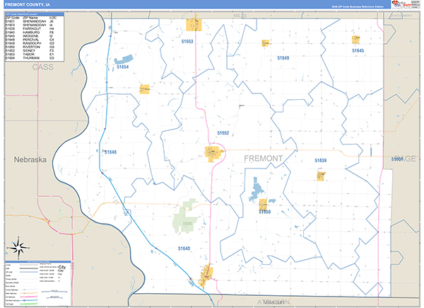 Fremont County, IA Zip Code Wall Map