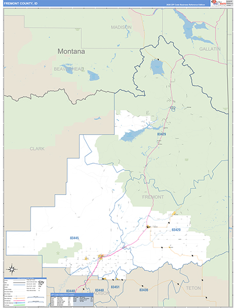 Fremont County, ID Carrier Route Wall Map