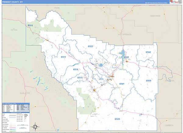 Fremont County, WY Zip Code Map