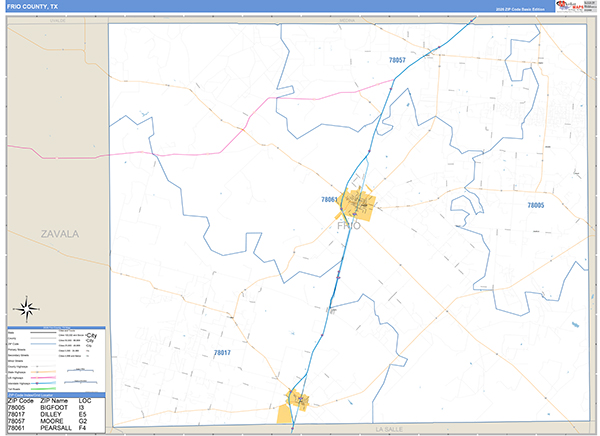 Frio County, TX Zip Code Map