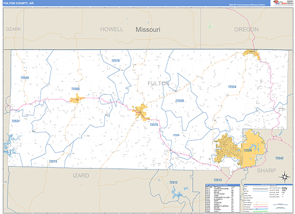 Fulton County, AR Zip Code Map