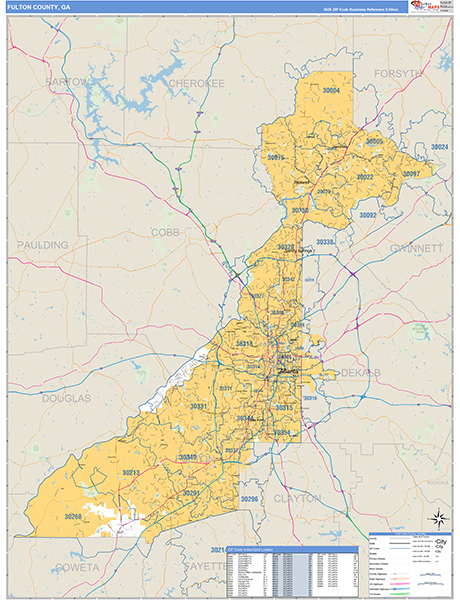 Fulton County, GA Zip Code Map