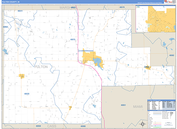 Fulton County, IN Zip Code Map