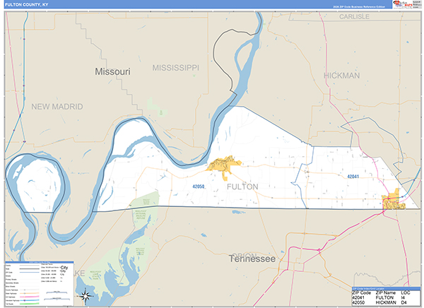 Fulton County, KY Zip Code Map