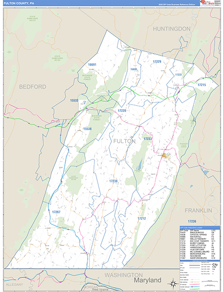 Fulton County, PA Wall Map Basic Style