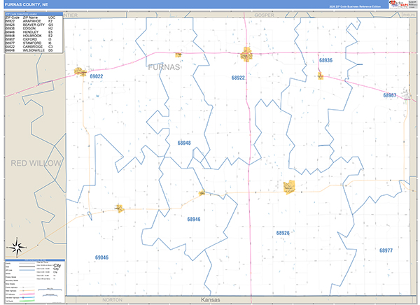 Furnas County, NE Zip Code Map