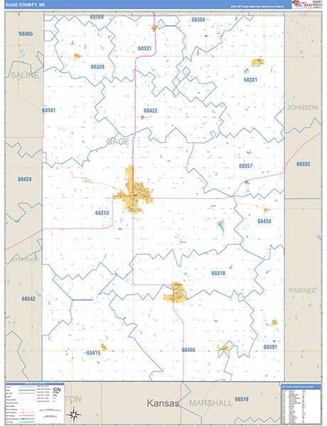 Gage County, NE Zip Code Map