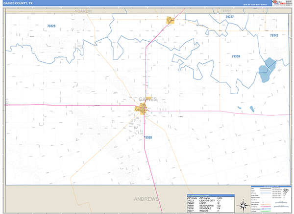 Gaines County, TX Zip Code Map