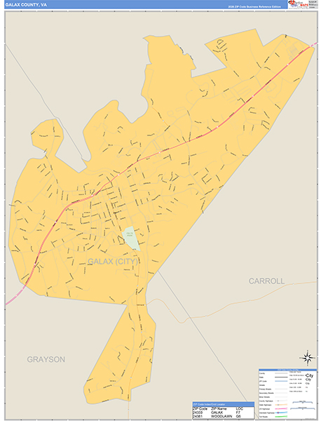 Galax County, VA Zip Code Map