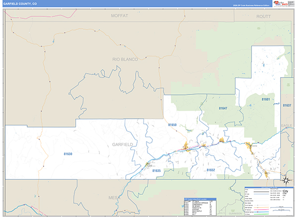 Garfield County, CO Zip Code Map