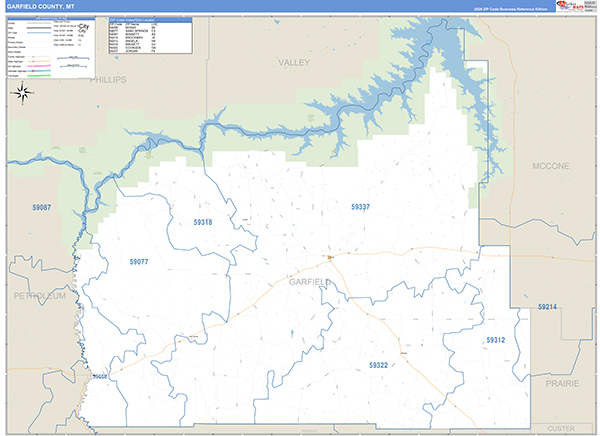 Garfield County, MT Carrier Route Wall Map