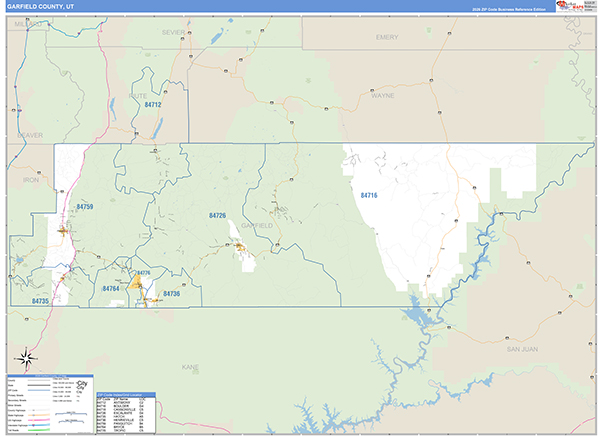 Garfield County, UT Zip Code Wall Map