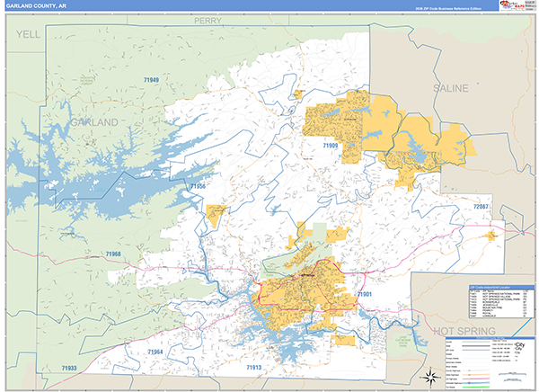 Garland County, AR Zip Code Map