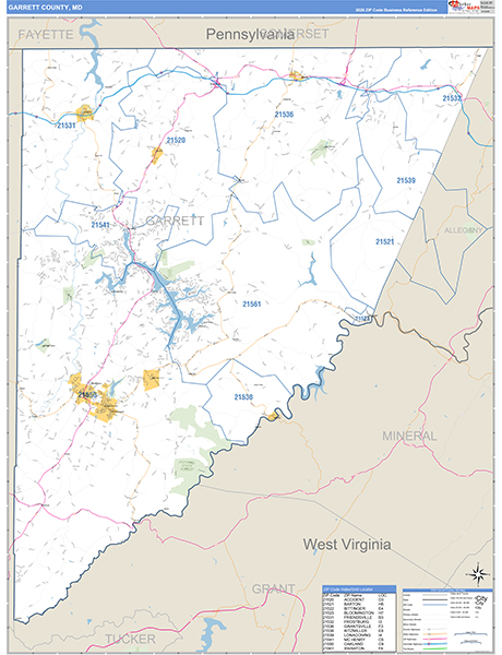 Garrett County, MD Zip Code Map