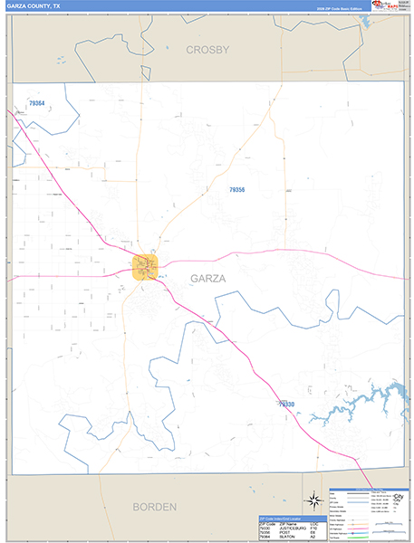 Garza County, TX Zip Code Map