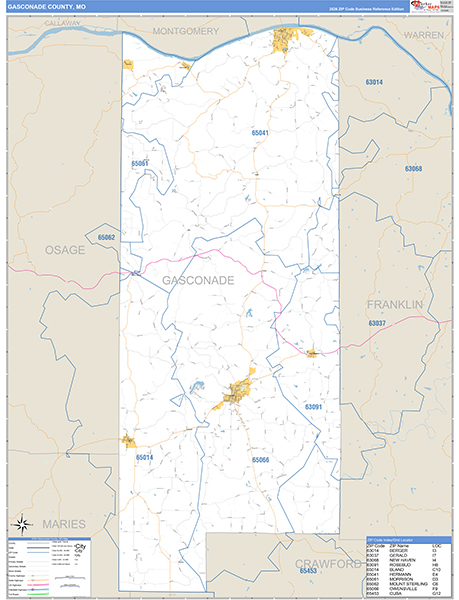 Gasconade County, MO Zip Code Map