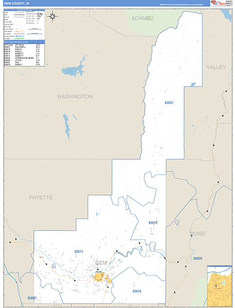 Gem County, ID Carrier Route Wall Map