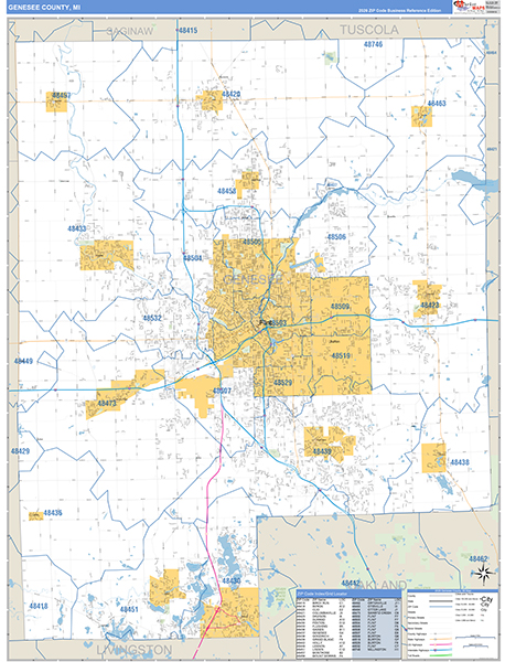 Genesee County, MI Zip Code Map