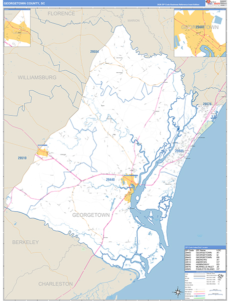 Georgetown County, SC Zip Code Wall Map