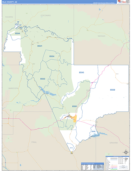 Gila County, AZ Zip Code Map