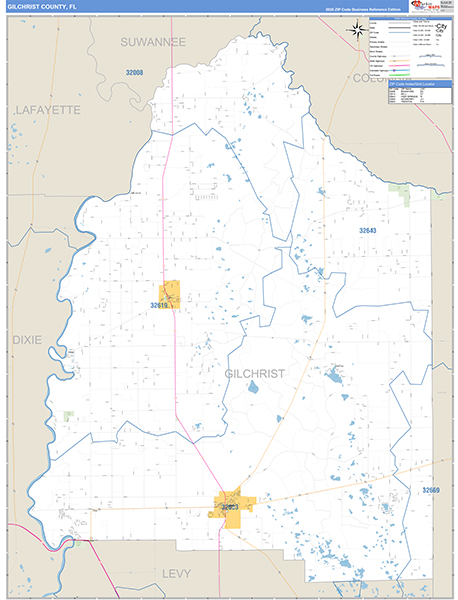 Gilchrist County, FL Wall Map Basic Style