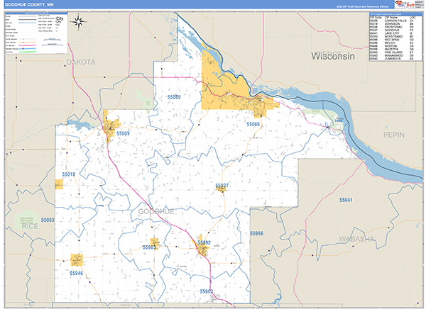 Goodhue County, MN Zip Code Map