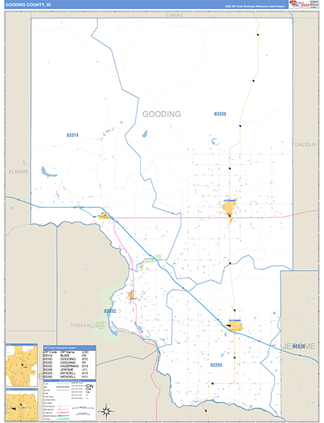 Gooding County, ID Zip Code Map