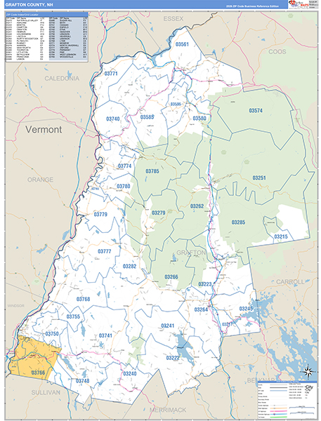 Grafton County, NH Zip Code Map