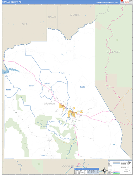 Graham County, AZ Zip Code Map