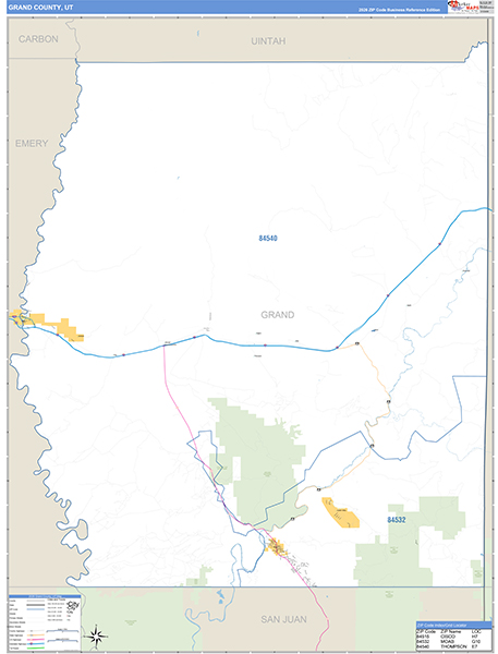 Grand County, UT Zip Code Map